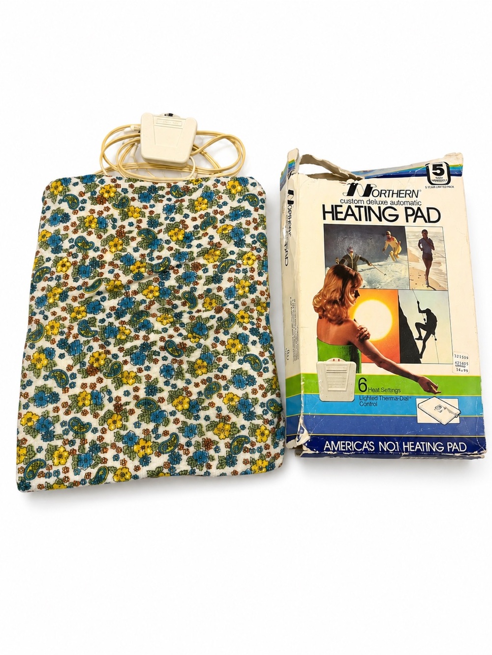 Floral Electric Heating Pad in Blue, Green & Yellow